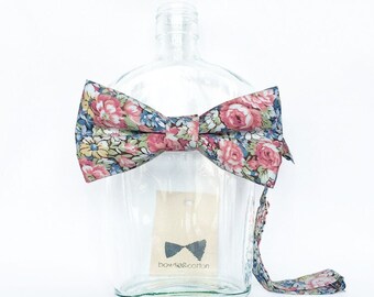 Fleur - Pink Blue Floral Men's Bow Tie