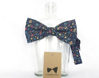 Pip 05 - Blue Red Floral Men's Bow Tie