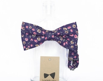 Pip 06 - Navy Pink Floral Men's Bow Tie