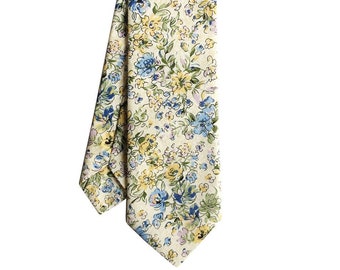 Ella - Yellow Floral Men's Tie, Skinny Tie