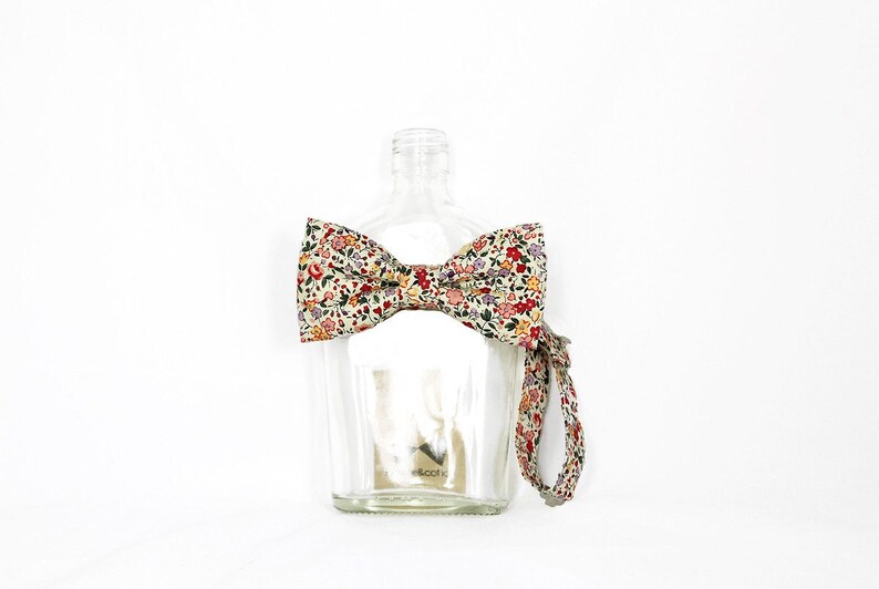 Molly Pink Red Floral Men's Bow Tie image 1