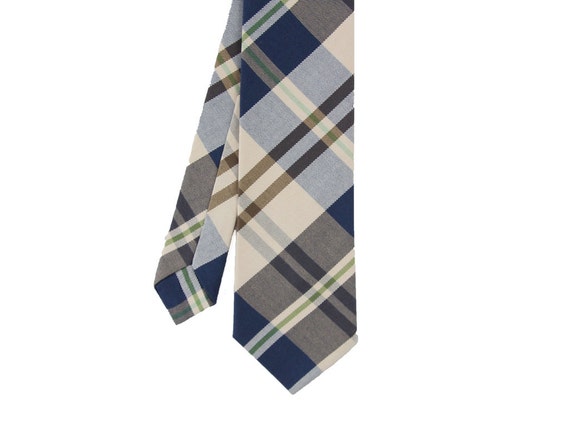 Items similar to Christopher - Navy Plaid Men's Tie on Etsy