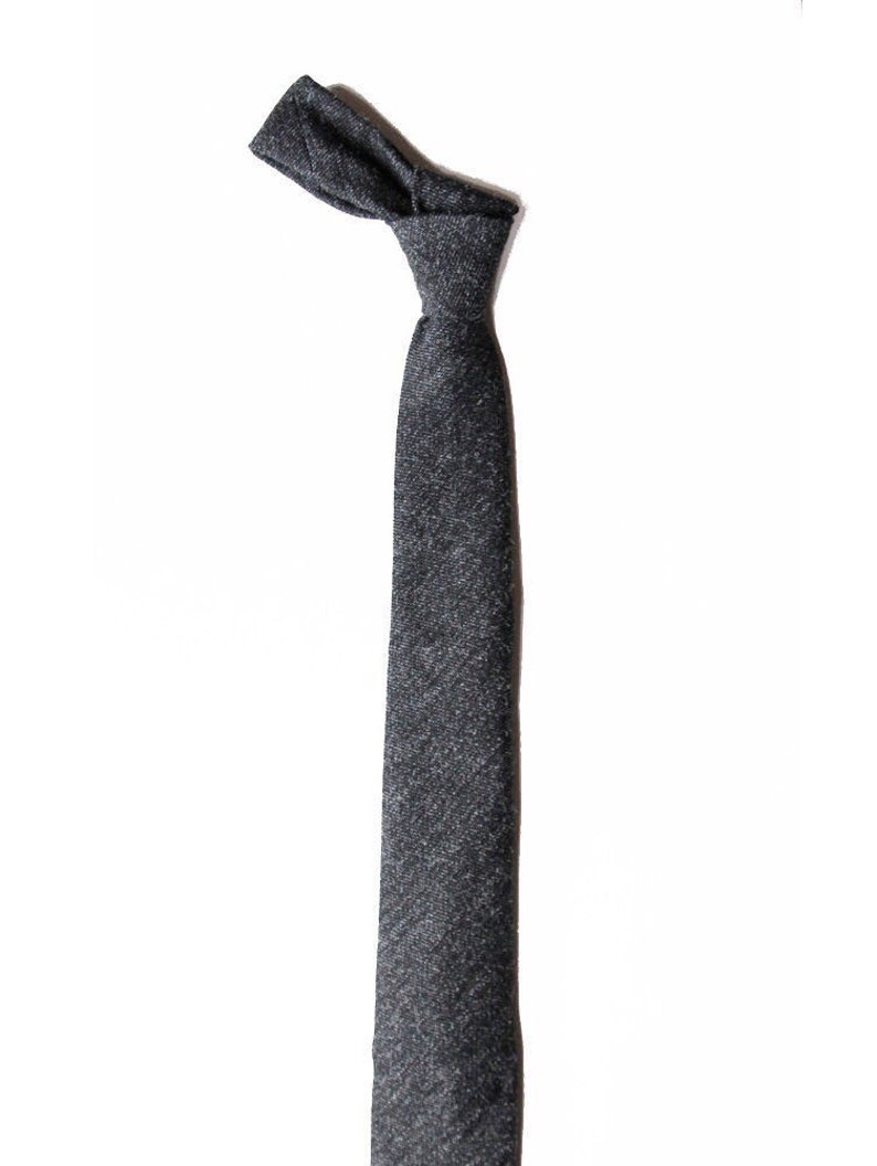 Franz Gray Wool Men's Tie, Skinny Tie image 3