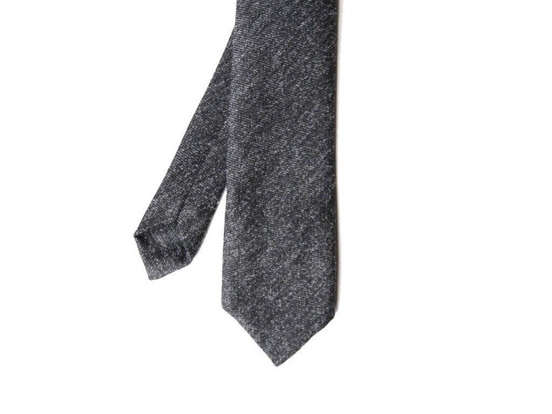 Franz Gray Wool Men's Tie, Skinny Tie image 2