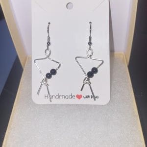 Silver and Black Dangle Earrings