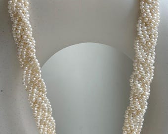 Elly's 6-ply 3-4mm Ivory Keshi Pearls Necklace: Strong Luster