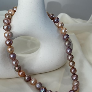 10-11.8mm Metallic rainbow multicolor genius pearl necklace choker elegant attractive gift for anniversary engagement wedding gift for her.