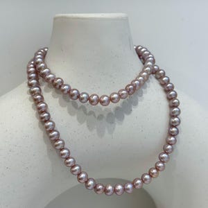 4.8-5.1 mm Süßwasser metallic Rose Lavendel Perlen s925 Halskette Choker Perfektes einzigartiges Geschenk für Frau Tochter Lehrer. 41 cm