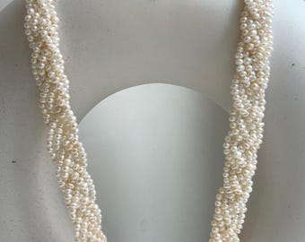 Elly's 6-ply 3-4mm Ivory Keshi Pearls Necklace: Strong Luster