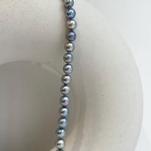 6.4-7mm 60pcs Insale Akoya Silver Blue color Pink Hue round pearls necklace choker elegant gift for anniversary. Hand knotted 17.6”