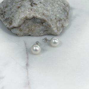 10.9mm Insale Edison Extremely Strong luster mirrored effect cold white pure round Pearl S925 silver minimalist earrings gift for her.