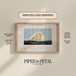 Ship Toile Horizontal Art Print, vintage art print, framed art decor, framed decor, landscape art print, Farmhouse decor