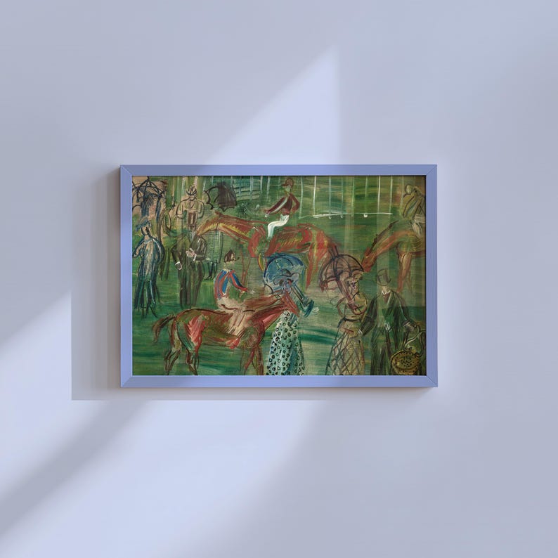 Vintage Horse Art Print: Green Abstract Equestrian Digital Download image 3
