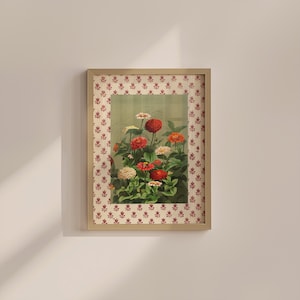 Vintage Flower Print: Red Botanical Wall Art (Digital File)