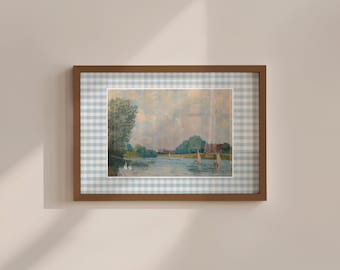 Castlecore Art Print: Blue Gingham Vintage Illustration