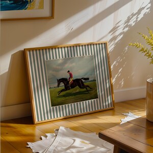 Boys Room Decor, Vintage Horse Art Print, Stripe Vintage Art, Horse Art, Digital Art Print, Vintage Nursery, Equestrian Art, Country Art