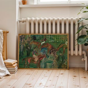 Vintage Horse Art Print: Green Abstract Equestrian Digital Download image 5