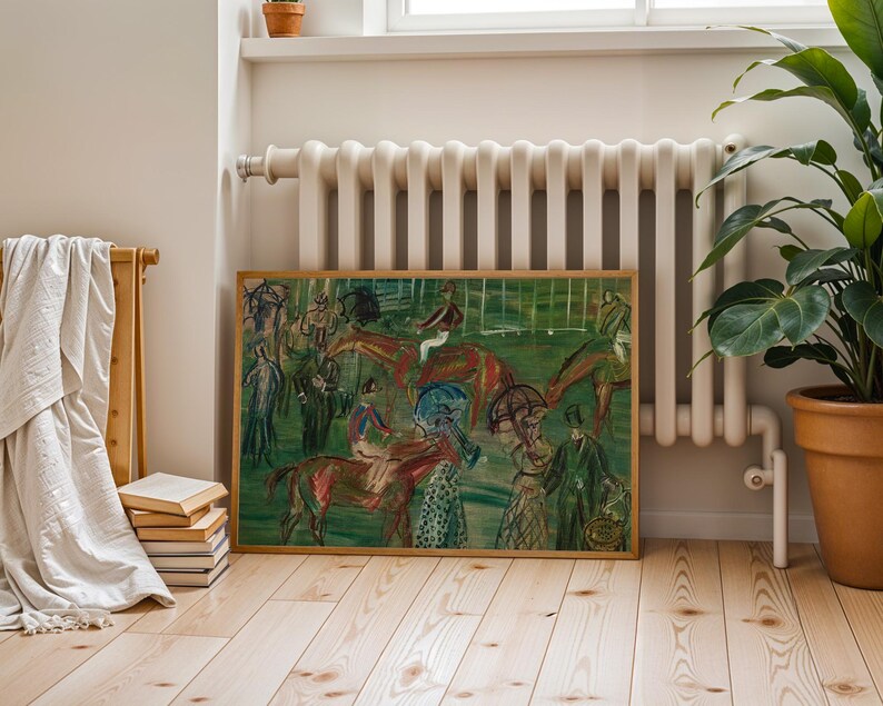 Vintage Horse Art Print: Green Abstract Equestrian Digital Download image 5