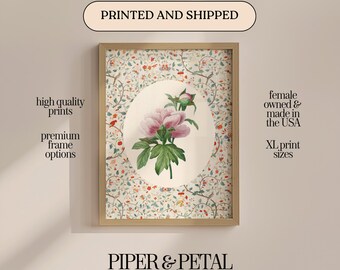 Vintage Art Print: Pink Chintz Floral - Framed or Matte Paper - Etsy
