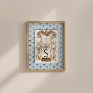 Impressão da letra S, arte de parede com letras, arte inicial, pôster de letras do alfabeto, arte com letras, impressão minimalista, decoração de quarto moderna, decoração de berçário vintage