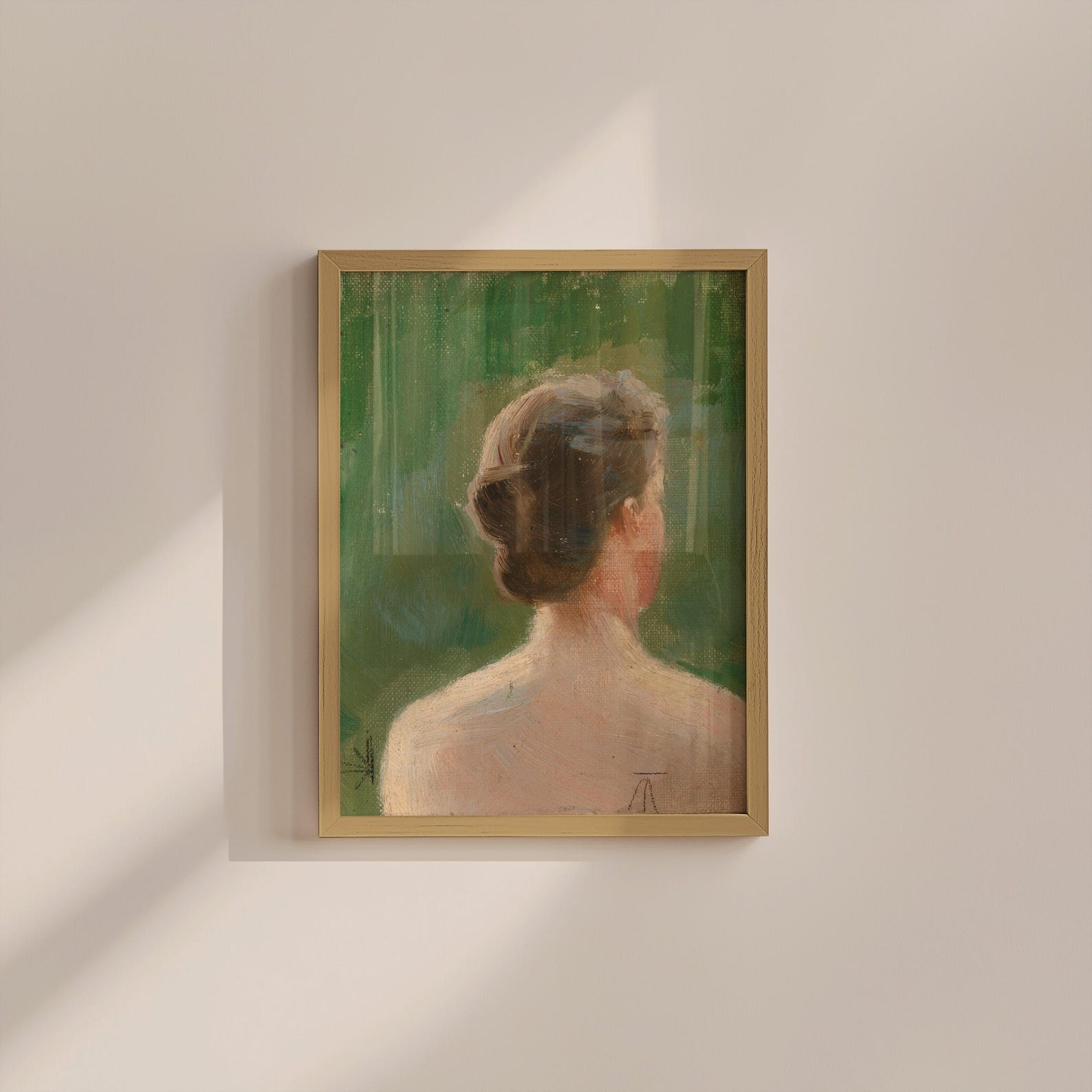 Vintage Woman Portrait Art, Green Oil Painting (digital Download) - Etsy