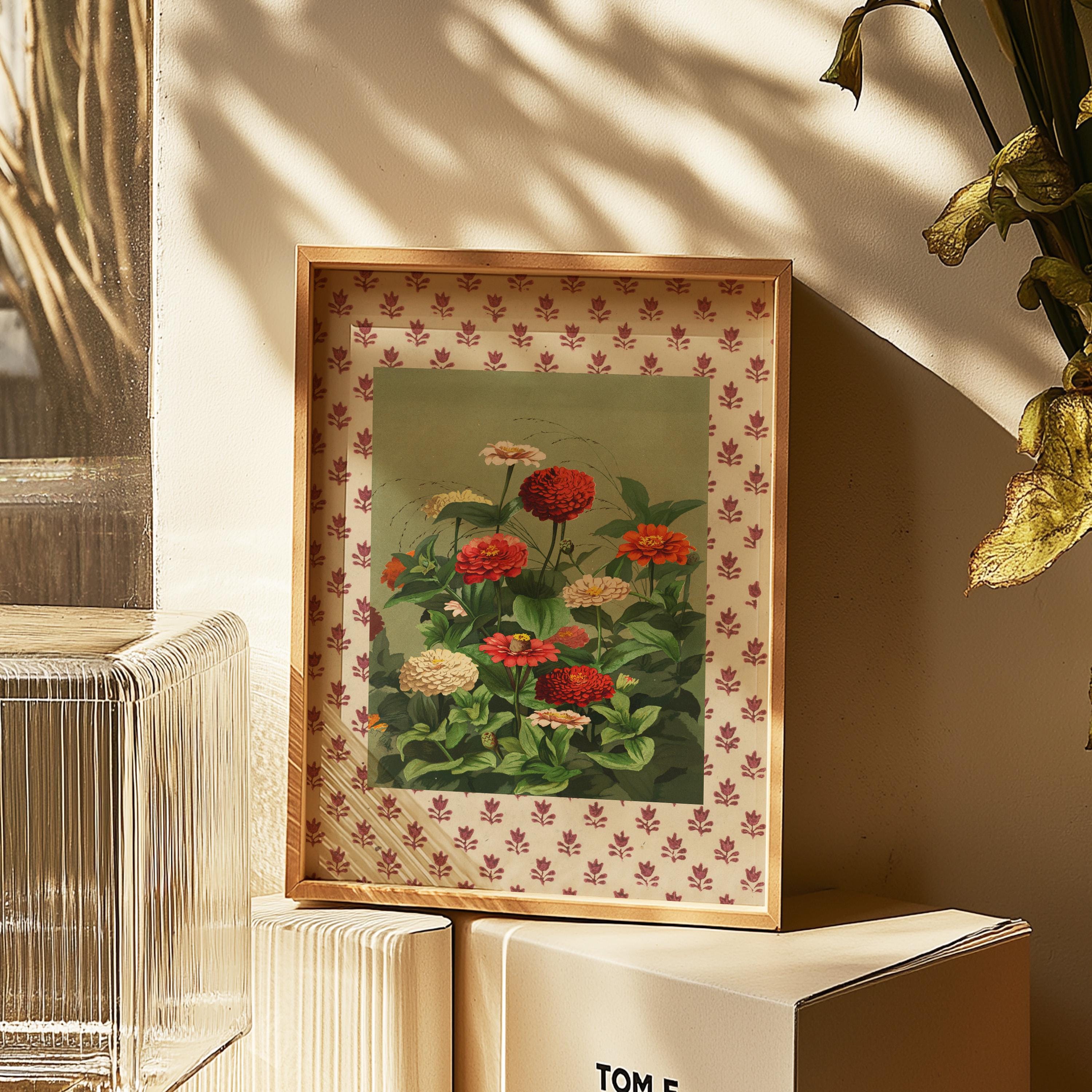Vintage Flower Print: Red Botanical Wall Art (digital File) - Etsy