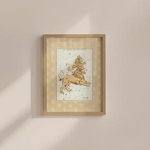 Astrologie Kunstdruck, Astrologie Geschenk, Sternzeichen Geschenke, Vintage Löwe Poster, antike Karte, Vintage Karte Druck, Celestial Home Decor, Dark Academia