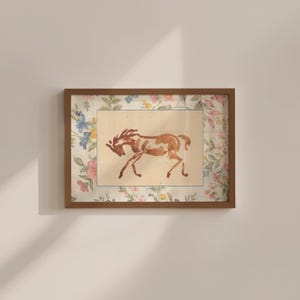 Impression d'art cheval vintage : décoration florale de chambre d'enfant pour chambre de fille image 1