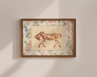 Vintage Horse Art Print: Floral Nursery Decor for Girls' Rooms