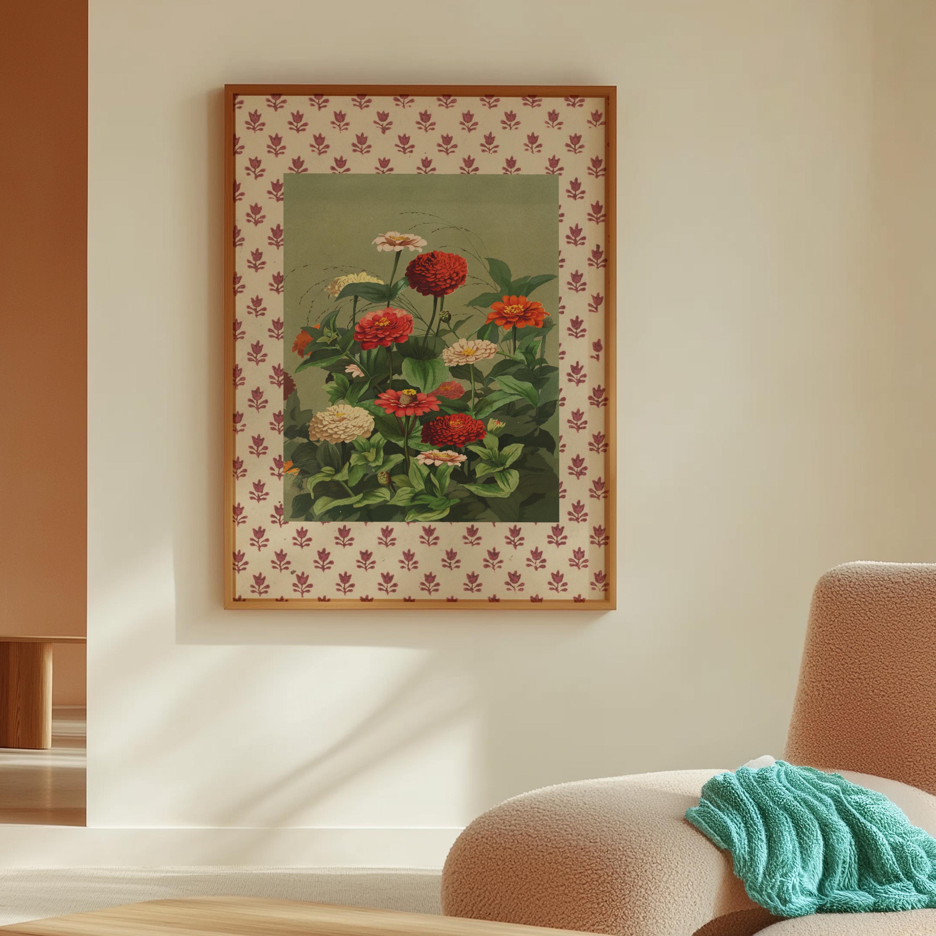 Vintage Flower Print: Red Botanical Wall Art (digital File) - Etsy