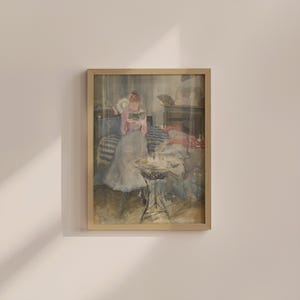 Woman Reading Painting | Eclectic Vintage Wall Decor | Moody Printable Wall Art | Victorian Portrait Digital Download | Antique Art Print