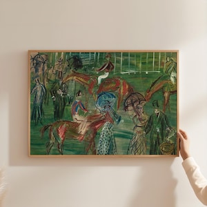 Vintage Horse Art Print: Green Abstract Equestrian Digital Download image 6