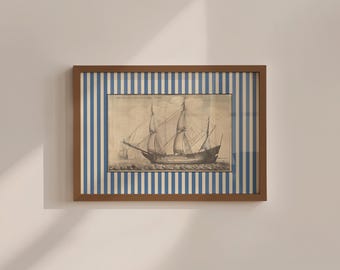 Nautical Wall Art: Vintage Ship Sketch - Digital Download