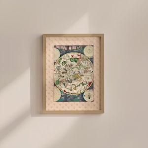 Dierenriemposter - vintage astrologie kunst aan de muur, kosmos zonnestelsel print, sterrenkaart woondecoratie, dierenriem kunst voor liefhebbers van astrologie