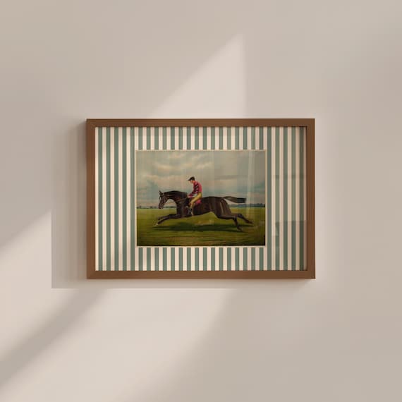 Boys Room Horse Art Print, Vintage Stripe (Digital Download)