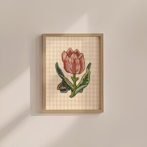 Impression d&#39;art, impressions murales de galerie, broderie d&#39;art, décoration de broderie, cadeau de broderie, impression vintage, art floral de broderie, art rose