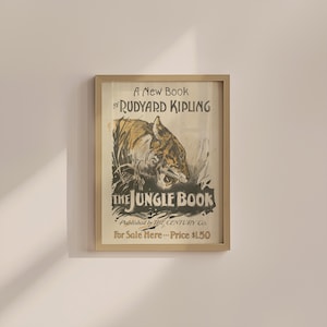 Art du livre de la jungle, couverture de livre, affiche de couverture de livre, impression d'art vintage, décoration de chambre d'enfant, affiche de chambre d'enfant, décoration de chambre d'animal, art animalier
