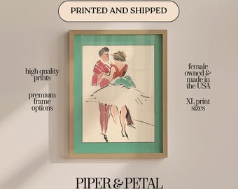 Two Dancers Vintage Art Print (Framed or Digital Download)