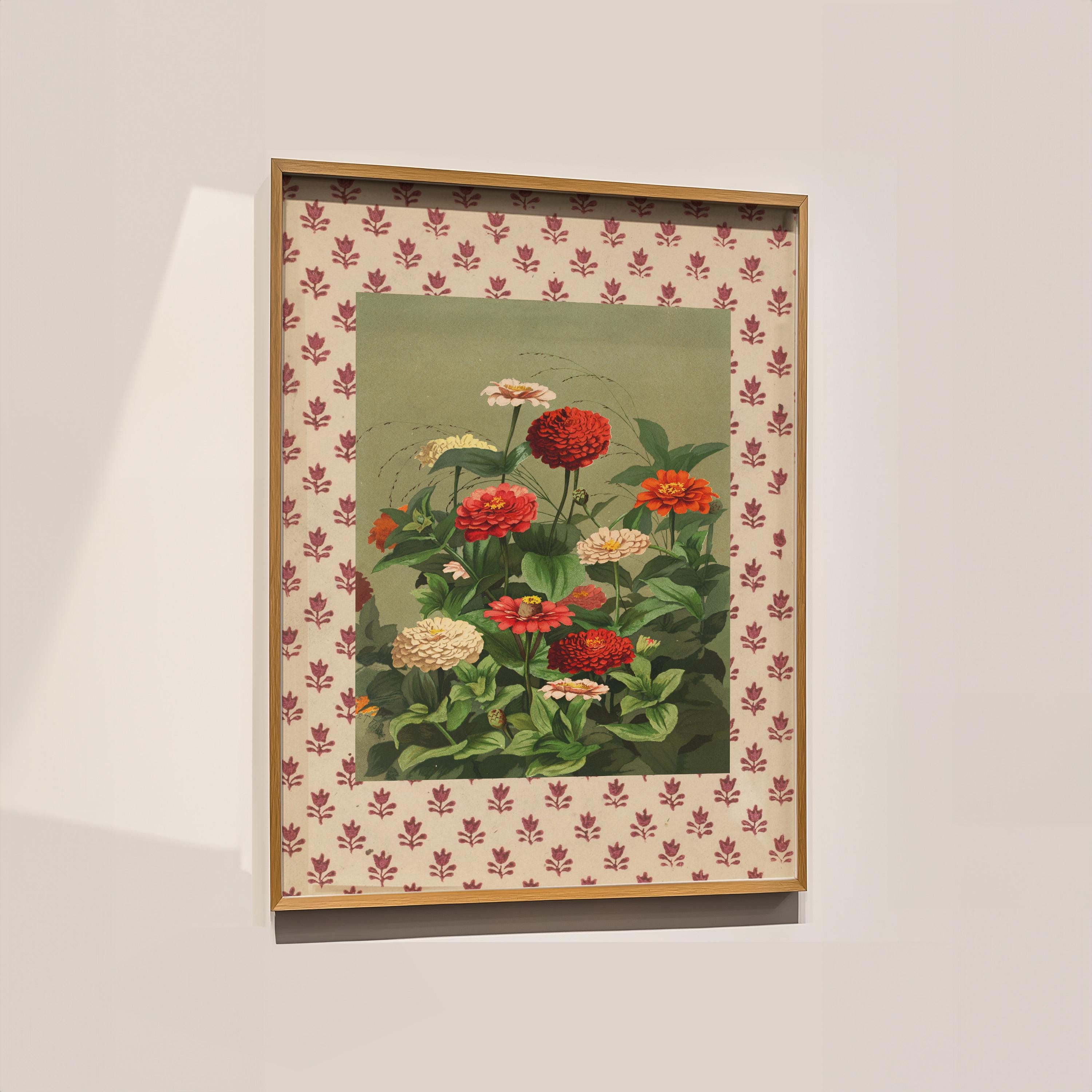 Vintage Flower Print: Red Botanical Wall Art (digital File) - Etsy