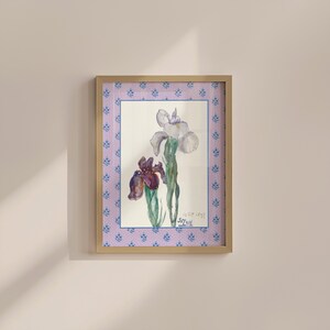 Vintage Botanical Iris Print, Purple Floral Art (Digital Download)