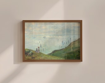 Arte abstracto de pared oceánico - Casa de playa imprimible estilo cottagecore