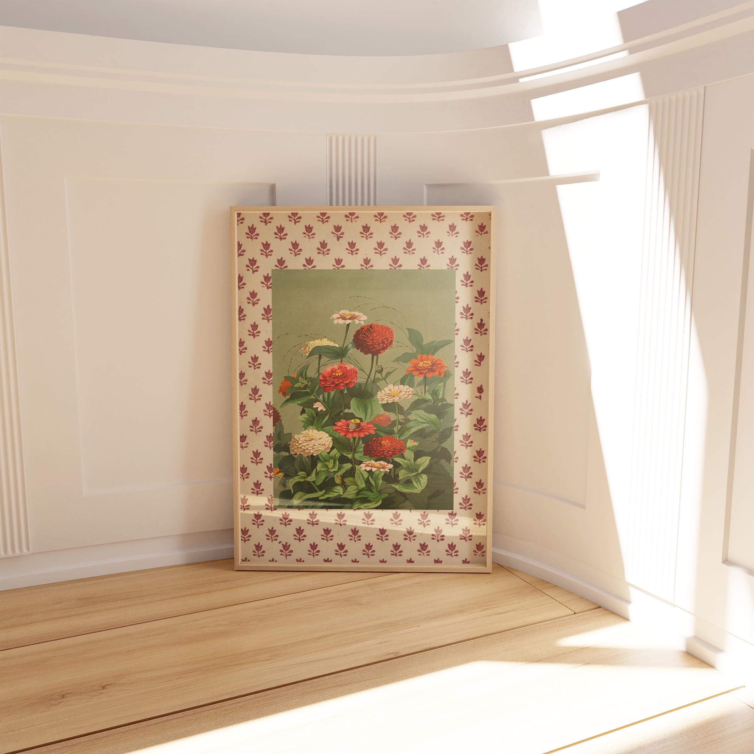 Vintage Flower Print: Red Botanical Wall Art (digital File) - Etsy