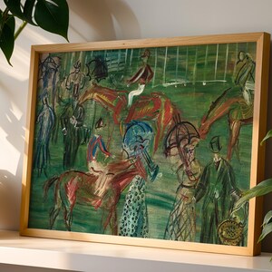 Vintage Horse Art Print: Green Abstract Equestrian Digital Download image 4