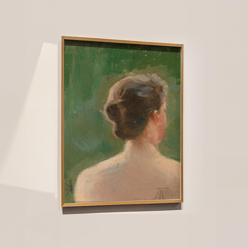 Vintage Woman Portrait Art, Green Oil Painting (digital Download) - Etsy