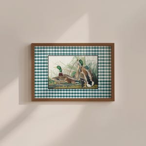 Green duck print, vintage pattern print, whimsical vintage aesthetic coquette nursery decor, Boys room wall decor, Baby shower gift