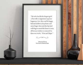 De graaf van Monte Cristo Quote Art Print (zes digitale download png-bestanden)