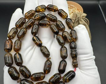 Rosario islámico de 33 cuentas de ámbar báltico natural