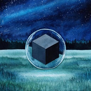 Außerirdisches Raumschiff | Original Surreales handgemaltes Aquarell | Unikat Gemälde | KEIN Print | Einzigartige Wand Dekoration | UFO UAP