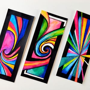 Hand-painted watercolour bookmarks. Abstract series. NOT a print. Unique handcrafted gift idea for book lovers!