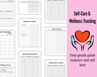 Printable Self Care & Wellness Tracker | Daily Habit Tracker, Routine Planner, Mental Health Journal,